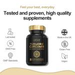 Advanced Turmeric and Black Pepper Capsules Made in the UK | ONE per Day Turmeric Supplement with Ginger & Black Pepper | High Absorption Tumeric Supplement Joints Care (240 Count)