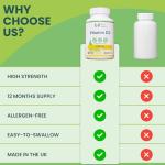 Vitamin D3 4000iu 1 Year Supply | Premium High Strength Supplement | 365 Easy to Swallow Softgel Capsule | One a Day, Year Supply | Supports Healthy Bones, Teeth, Muscle and Immune System | UK Made