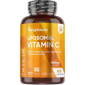 Liposomal Vitamin C Capsules 1000mg - 180 Vegan Capsules (3 Months Supply) - L-Ascorbic Acid with Rosehip & Sunflower Phospholipid - Non-GMO & Gluten-Free - Liposomal VIT C Supplement for Men & Women