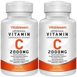 Liposomal Vitamin C Capsules 2000MG (2 Pack) - High Strength Gluten Free & Ascorbic Acid - Immune Support Antioxidant Supplement - Non-GMO
