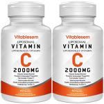 Liposomal Vitamin C Capsules 2000MG (2 Pack) - High Strength Gluten Free & Ascorbic Acid - Immune Support Antioxidant Supplement - Non-GMO