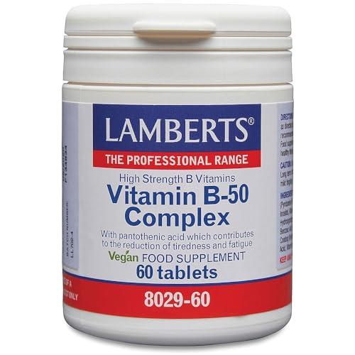 Lamberts Vitamin B-50 Complex – High Potency B Vitamin Formula with Inositol & Choline – 60 Vegan Tablets