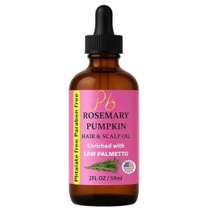 Pomberries Rosemary Oil for Hair Growth, Scalp & Fuller-Looking Hair | Blend with Pumpkin Seed, Saw Palmetto, Mint & Vitamin E | Rosemary & Mint Hair Oil | 2 fl oz