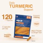 Zipvit Turmeric Curcumin 1440mg with Black Pepper and Ginger Root, 120 Vegan Capsules, 2-Month Supply Turmeric Supplement