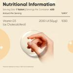 Vitamin D3 2000IU | 400 Tablets | 1+ Year Supply | 8mm Round Tablets | Vegetarian Friendly & Non-GMO | 1-a-Day | Vitamin D Supplements for Men & Women | Made in the UK