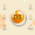 Vitamin D3 2000IU | 400 Tablets | 1+ Year Supply | 8mm Round Tablets | Vegetarian Friendly & Non-GMO | 1-a-Day | Vitamin D Supplements for Men & Women | Made in the UK