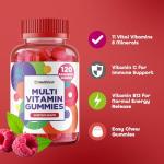 Multivitamin Gummies 120 | 4 Months Supply| One a Day | Raspberry Flavour Gummies for Adults with 11 Vitamins and Minerals| The Highest Strenght Supplement| Vitamins A, B, C, D E