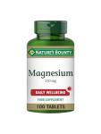 Nature's Bounty Magnesium 250 mg Tablets - Pack of 100 Coated Tablets, One-a-Day - Supports Energy and Vitality - Suitable for Vegans