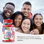 Multivitamin Gummies 120 | 4 Months Supply| One a Day | Raspberry Flavour Gummies for Adults with 11 Vitamins and Minerals| The Highest Strenght Supplement| Vitamins A, B, C, D E