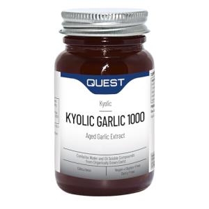 Quest - 60x Kyolic Garlic Tablets. High Strength 1000mg: Odourless Aged Garlic Extract for Heart, Immune, Digestive & Cognitive Health. Daily Dietary Supplement. Vegan & Gluten-Free (Pack of 1)