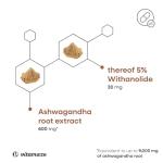 Premium Ashwagandha KSM-66® 9000 mg (15:1), Organic Root Extract with 5% Withanolides, High Potency, Only 1 Capsule Daily, Vegan, No Additives