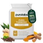 Purolabs Turmeric and Black Pepper Capsules (High Strength) - 95% Curcumin Extract Tablets with Ginger for Men & Women | 60 Vegan Capsules | Made in The UK