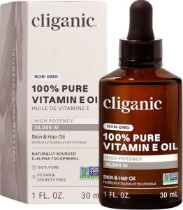 Cliganic 100% Pure Vitamin E Oil for Skin, Hair & Face - 30,000 IU, Non-GMO Verified | Natural D-Alpha Tocopherol