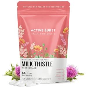 Milk Thistle High‑Strength 5400mg Tablets | 25:1 Seed Extract with 216mg Silymarin | 120 Vegan Tablets, UK Made & Lab Tested | Clean, Vegan Formula | Quality Silymarin Extract