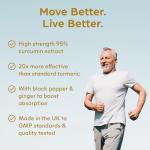 Purolabs Turmeric and Black Pepper Capsules (High Strength) - 95% Curcumin Extract Tablets with Ginger for Men & Women | 60 Vegan Capsules | Made in The UK