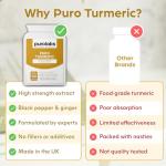 Purolabs Turmeric and Black Pepper Capsules (High Strength) - 95% Curcumin Extract Tablets with Ginger for Men & Women | 60 Vegan Capsules | Made in The UK