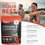 Vitamin B Complex 120 Vegan Tablets – Full Spectrum of B1, B2, B3, B5, B6, B12, Biotin & Folic Acid – Energy, Tiredness & Fatigue Support – UK Made Supplement GMP Certified