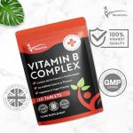 Vitamin B Complex 120 Vegan Tablets – Full Spectrum of B1, B2, B3, B5, B6, B12, Biotin & Folic Acid – Energy, Tiredness & Fatigue Support – UK Made Supplement GMP Certified