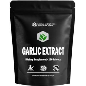 Garlic - 120 Tablets - 100mg Extract Equivalent to 10,000mg raw Garlic per Tablet - Flat Pack - Vegan Friendly