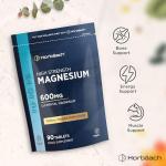 Magnesium 600mg of Elemental | High Strength Magnesium Oxide Tablets | Muscle, Bone & Energy Support | 90 Vegan Tablets | by Horbaach