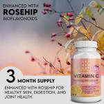 Vitamin C 500 mg Enhanced with Rosehip Bioflavonoids, 3 Month Supply (180 Tablets) Vegan & Vegetarian Friendly High Strength, Premium Dose Slow Release VIT C for Immune Support, UK Made by Grounded