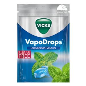 VICKS VapoDrops Menthol, Classic Sugar Free Vegan Lozenges With Menthol, Pack 72g