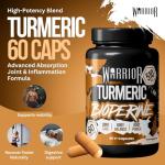 Warrior Turmeric Curcumin with Bioperine, 510mg – Turmeric and Black Pepper Capsules for Joint Health, Blood Sugar Balance, and Inflammation Relief – Immune System Booster Supplement – 60 Tablets