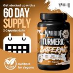 Warrior Turmeric Curcumin with Bioperine, 510mg – Turmeric and Black Pepper Capsules for Joint Health, Blood Sugar Balance, and Inflammation Relief – Immune System Booster Supplement – 60 Tablets