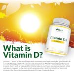 Vitamin D 3000IU - 365 Softgel Capsules - 1 Year Supply - Triple Strength Vitamin D3 Supplement - High Absorption Cholecalciferol - Made in the UK - Nu U Nutrition