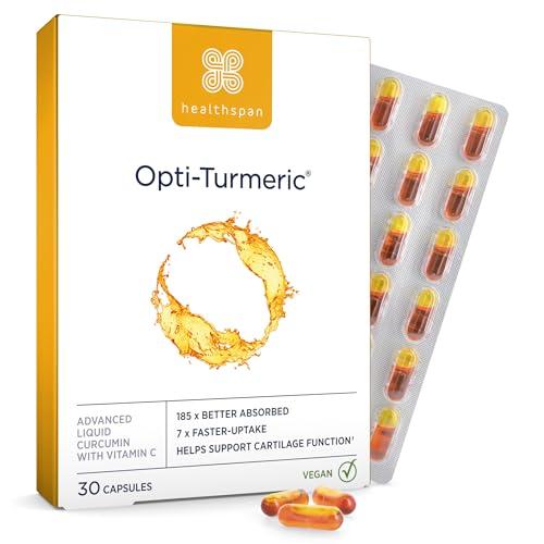 Healthspan Opti-Turmeric | High Strength 500mg Liquid Curcumin | Supports Cartilage Formation | Immune Health | 185 Times Better Absorbed & 7 Times Faster Acting Than Standard Turmeric (30 Capsules)