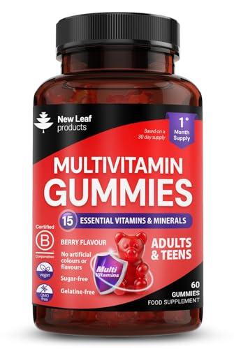 Chewable Vegan Multivitamin Gummies - Non Sugar Coated, Gluten Free, Non-GMO Multivitamins for Men and Woman - Fortified with Vitamins C A D E B Biotin, Folate, & Zinc