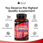 Chewable Vegan Multivitamin Gummies - Non Sugar Coated, Gluten Free, Non-GMO Multivitamins for Men and Woman - Fortified with Vitamins C A D E B Biotin, Folate, & Zinc