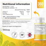 Vitamin C 1000mg per Serving | 360 Vegan Tablets - 6 Month Supply | Vitamin C with Rosehip and Bioflavonoids | High Strength Immune System and Energy Supplement | Made in The UK by Shivay Herbals