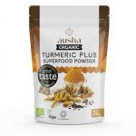 Ausha Organic Turmeric Superfood Powder 250g - Blend of Turmeric + Black Pepper + Ginger + Cardamom - UK Certified Organic by Soil Association - Use in Cooking, Tumeric Shot, Latte, Smoothies