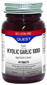Quest - 45x Kyolic Garlic Tablets. High Strength 1000mg Odourless Aged Garlic Extract for Heart, Immune, Digestive & Cognitive Health. Daily Dietary Supplement. Vegan & Gluten-Free (Pack of 3)