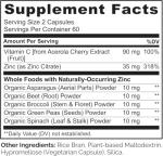 NATURELO Vegan Zinc Immune Support Capsules - Whole Food Complex with Vitamin C for Healthy Skin, Hair, and Nails - 120 Capsules