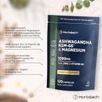 Ashwagandha KSM-66 Complex Enhanced with Magnesium, Zinc & Vitamin B6 | High Strength Ashwagandha Root Supplement | 120 Vegan Capsules (Not Tablets) | by Horbaach