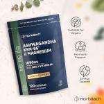 Ashwagandha KSM-66 Complex Enhanced with Magnesium, Zinc & Vitamin B6 | High Strength Ashwagandha Root Supplement | 120 Vegan Capsules (Not Tablets) | by Horbaach