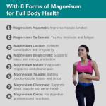 8 in 1 Magnesium Complex – Bisglycinate, Malate, Taurate, Gluconate, Lactate, Carbonate, Aspartate, and Oxide – 1400mg Formula Providing 395mg of Elemental Magnesium – 120 Capsules - Made in The UK