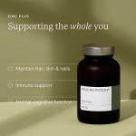 WILD NUTRITION Food-Grown Zinc Plus | Zinc Supplements Blended with Vitamin B1, B2 & B6 for Cognitive & Immune Support + More with Thiamin & Riboflavin | 30 Capsules