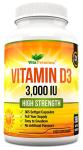 Vitamin D 3,000 IU, High Strength Vitamin D3 Supplement, 365 Easy to Swallow Softgels - Full Year Supply