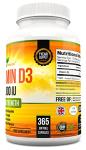 Vitamin D 3,000 IU, High Strength Vitamin D3 Supplement, 365 Easy to Swallow Softgels - Full Year Supply