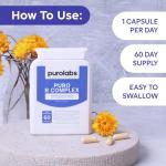 Purolabs Vitamin B Complex High Strength – High Strength VIT B Complex with 8 Essential B Vitamins – Methylated Folate & B12 Supplements with Vitamin B6 and B12 – 60 Vegan Capsules – Made in UK