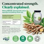 Your Organic Health - Organic Ashwagandha KSM-66-6000mg High Strength Potent 12:1 Extract - 60 Capsules: 2-Month Supply - with Black Pepper - Stress Relief Supplement - Soil Association Certified