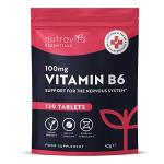 Nutravita Vitamin B6 100mg - 120 Vitamin B6 High Strength Vegan Tablets – B6 Vitamins to Support Normal Function of the Immune and Nervous System - Contributes to Reduction of Tiredness and Fatigue