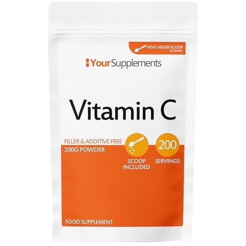 Vitamin C Powder 200g - Ascorbic Acid | 100% Pure British Pharmaceutical Grade | Non-GMO | Scoop Included