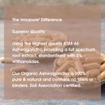 INNOPURE Organic Ashwagandha KSM 66® Pure Fill (No Fillers or Binders) High Strength 500mg of Pure Ashwagandha 5% Withanolides, Organic Ginger & Black Pepper (60 Servings) UK Made