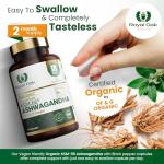 Organic High Concentration Full Spectrum KSM-66 ASHWAGANDHA with 5% Withanolides and Black Pepper, Made in Britain by Royal Oak Health, 60 Capsules