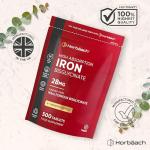 Iron Tablets High Strength 28mg | 500 Tablets (8+ Months Supply) | Highly Bioavailable | Elemental Iron From 163mg Ferrous Bisglycinate | Vegan | Supplement for Men & Women | By Horbaach