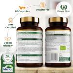 Organic High Concentration Full Spectrum KSM-66 ASHWAGANDHA with 5% Withanolides and Black Pepper, Made in Britain by Royal Oak Health, 60 Capsules